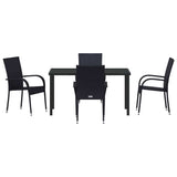 Garden Dining Set 5 pcs Black Powder-Coated Steel - Close-Up Angle