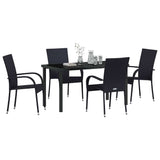 Garden Dining Set 5 pcs Black Powder-Coated Steel - Side View
