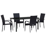 Garden Dining Set 5 pcs Black Powder-Coated Steel - Front View