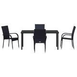 Garden Dining Set 5 pcs Black Powder-Coated Steel - Close-Up Angle
