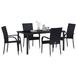 Garden Dining Set 5 pcs Black Powder-Coated Steel - Side View