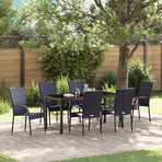 Garden Dining Set 7 pcs Black Powder-Coated Steel