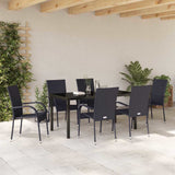 Garden Dining Set 7 pcs Black Powder-Coated Steel - Top-Down View