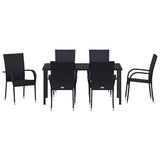 Garden Dining Set 7 pcs Black Powder-Coated Steel - Close-Up Angle