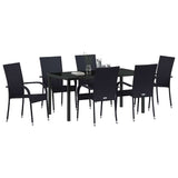 Garden Dining Set 7 pcs Black Powder-Coated Steel - Side View
