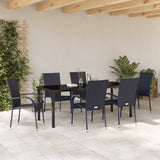Garden Dining Set 7 pcs Black Powder-Coated Steel - Top-Down View