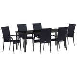 Garden Dining Set 7 pcs Black Powder-Coated Steel - Front View