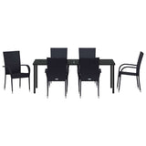 Garden Dining Set 7 pcs Black Powder-Coated Steel - Close-Up Angle