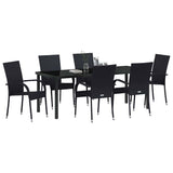 Garden Dining Set 7 pcs Black Powder-Coated Steel - Side View