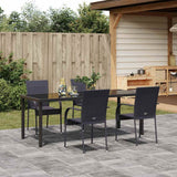 Garden Dining Set 5 pcs Black Powder-Coated Steel - Top-Down View