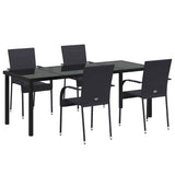 Garden Dining Set 5 pcs Black Powder-Coated Steel - Front View