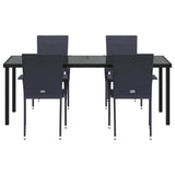 Garden Dining Set 5 pcs Black Powder-Coated Steel - Close-Up Angle