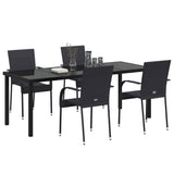 Garden Dining Set 5 pcs Black Powder-Coated Steel - Side View