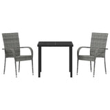 Garden Dining Set 3 pcs Grey Powder-Coated Steel