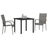 Garden Dining Set 3 pcs Grey Powder-Coated Steel - Side View