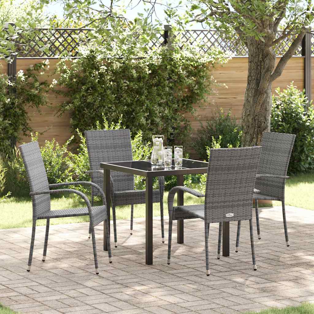 Garden Dining Set 5 pcs Grey Powder-Coated Steel