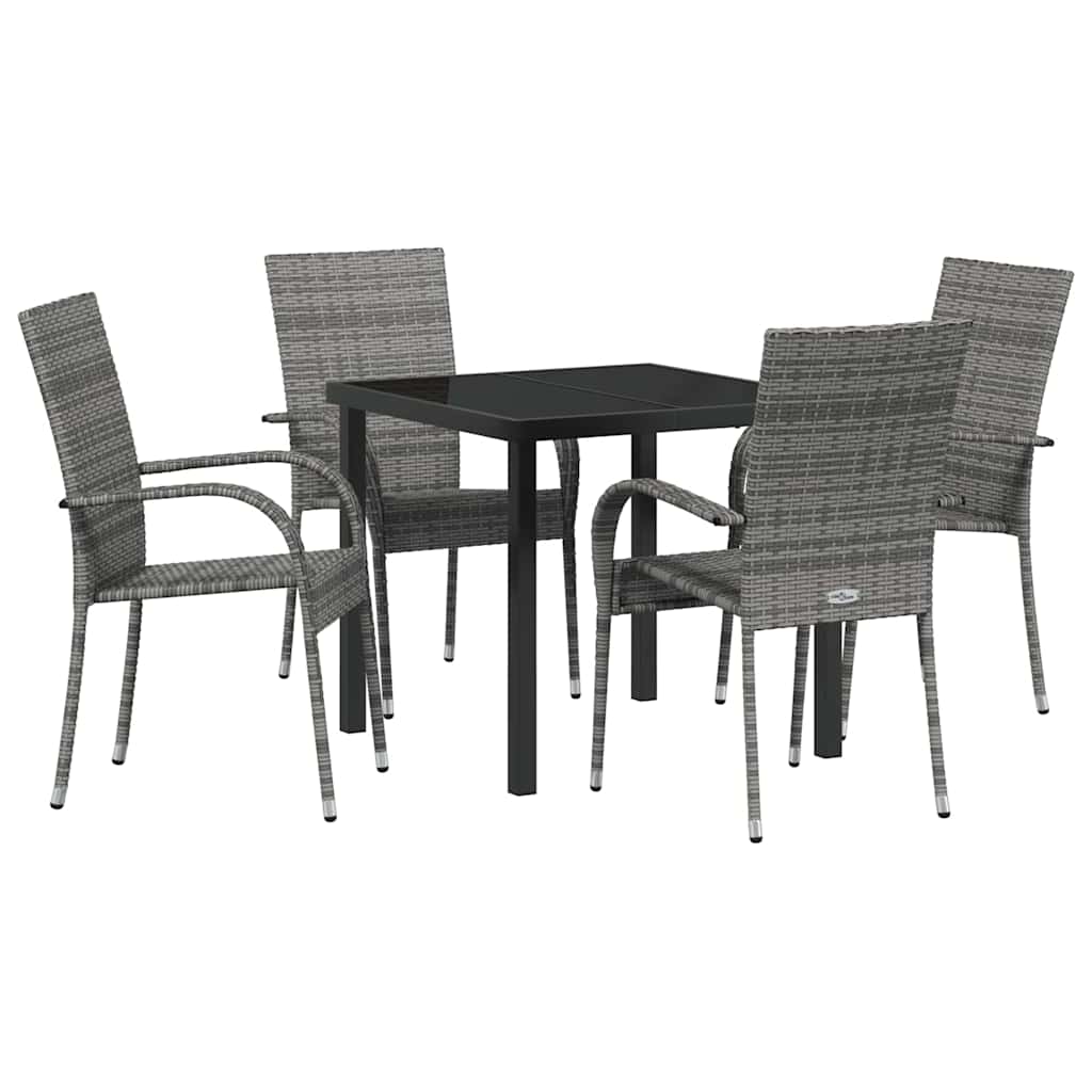 Garden Dining Set 5 pcs Grey Powder-Coated Steel