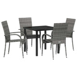 Garden Dining Set 5 pcs Grey Powder-Coated Steel