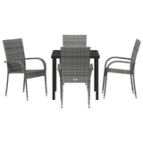 Garden Dining Set 5 pcs Grey Powder-Coated Steel