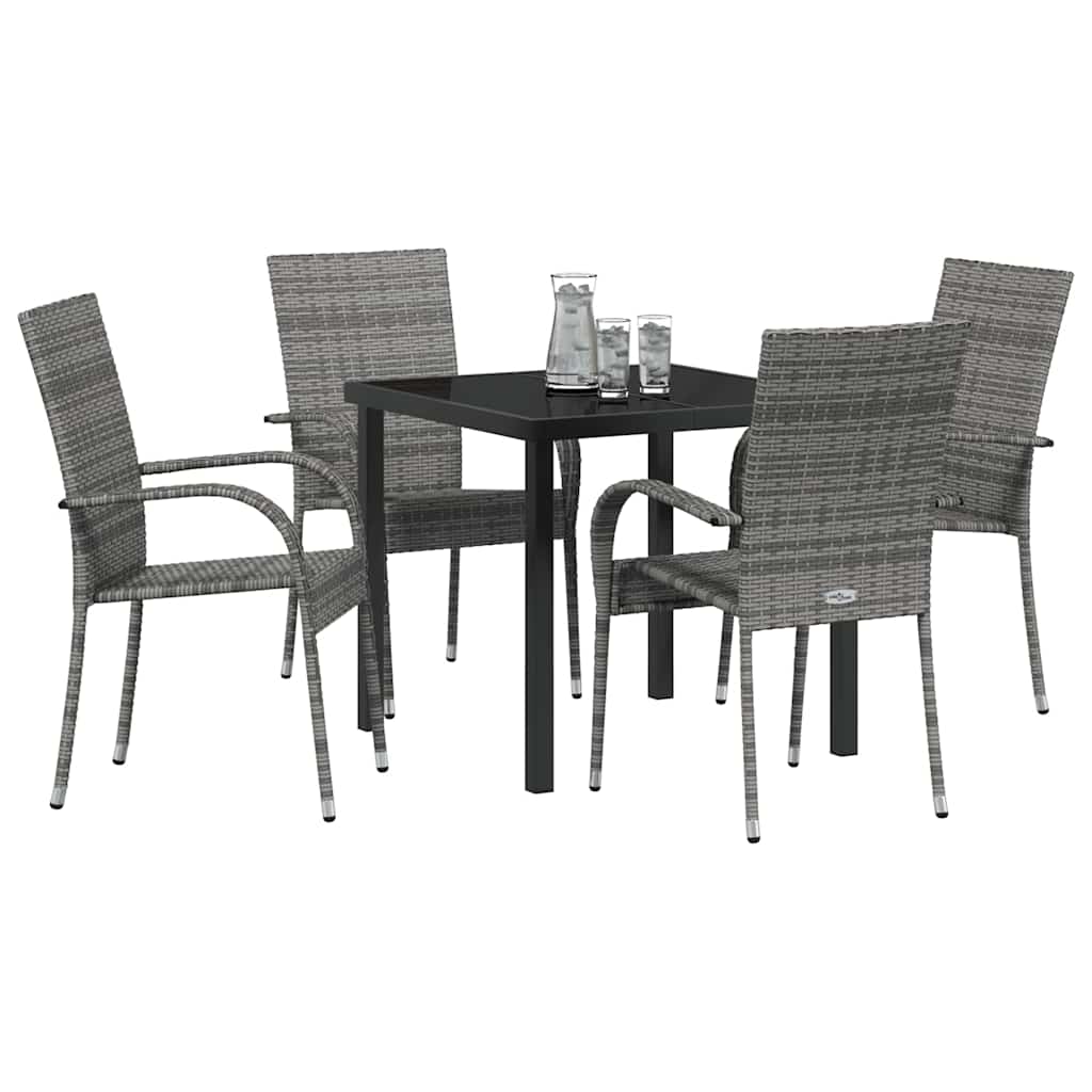 Garden Dining Set 5 pcs Grey Powder-Coated Steel