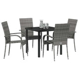 Garden Dining Set 5 pcs Grey Powder-Coated Steel - Side View