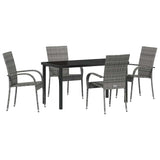 Garden Dining Set 5 pcs Grey Powder-Coated Steel - Front View
