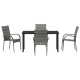 Garden Dining Set 5 pcs Grey Powder-Coated Steel