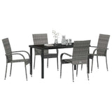 Garden Dining Set 5 pcs Grey Powder-Coated Steel - Side View