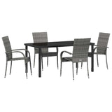 Garden Dining Set 5 pcs Grey Powder-Coated Steel