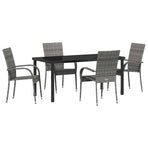 Garden Dining Set 5 pcs Grey Powder-Coated Steel