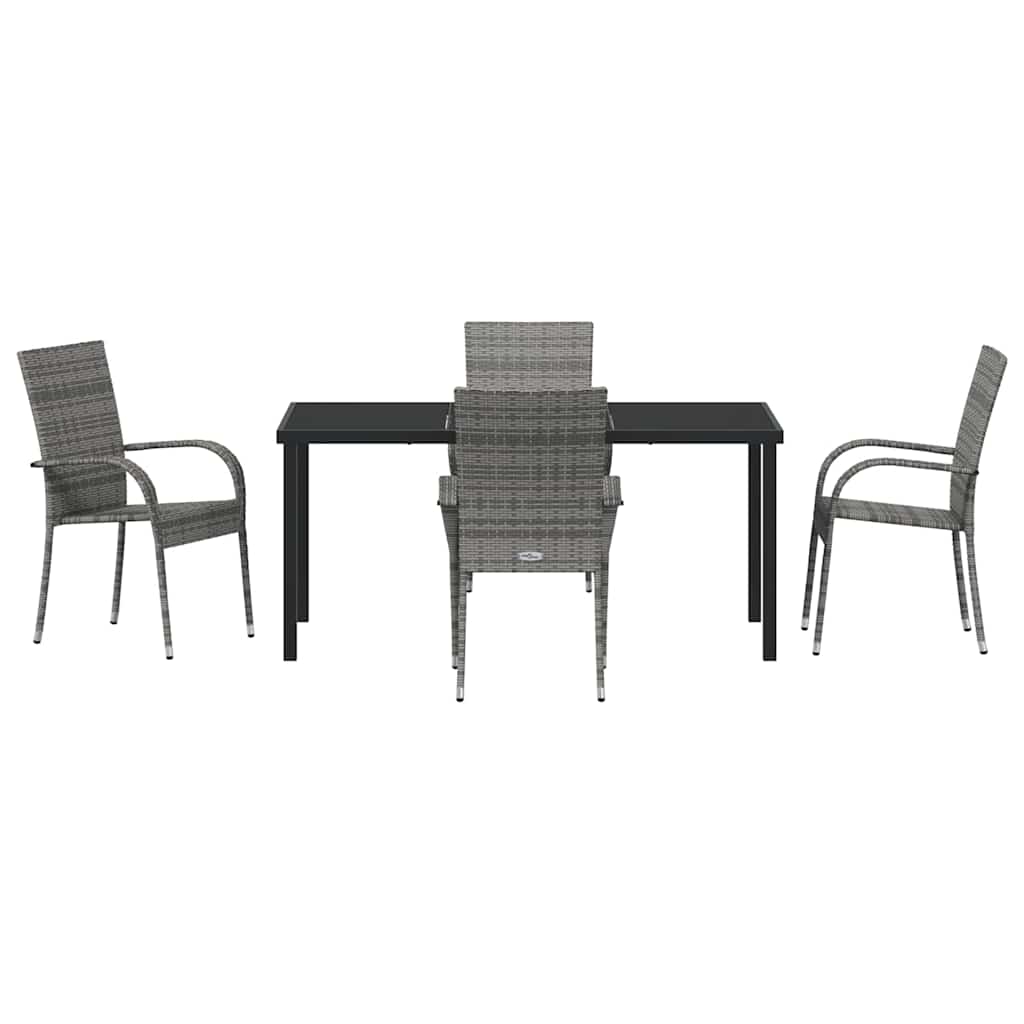 Garden Dining Set 5 pcs Grey Powder-Coated Steel