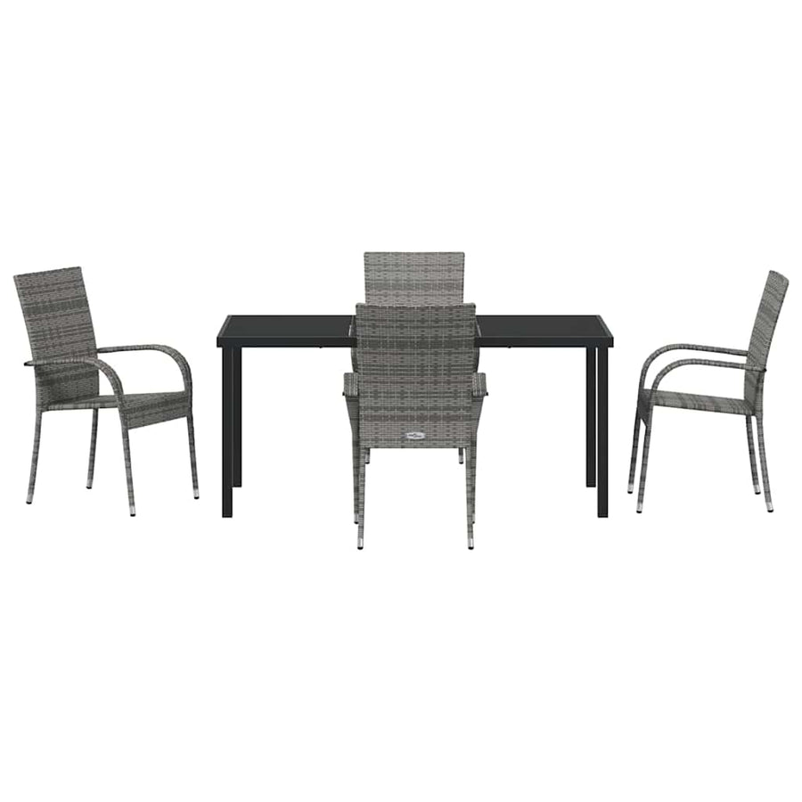 Garden Dining Set 5 pcs Grey Powder-Coated Steel