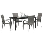 Garden Dining Set 5 pcs Grey Powder-Coated Steel
