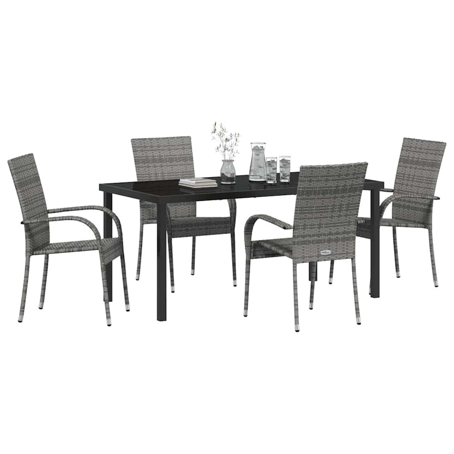 Garden Dining Set 5 pcs Grey Powder-Coated Steel