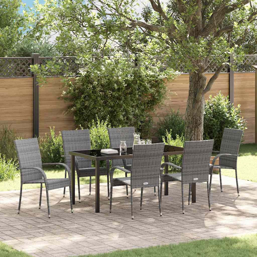 Garden Dining Set 7 pcs Grey Powder-Coated Steel