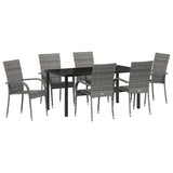 Garden Dining Set 7 pcs Grey Powder-Coated Steel - Front View