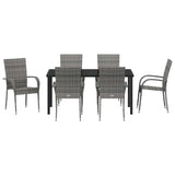 Garden Dining Set 7 pcs Grey Powder-Coated Steel - Close-Up Angle