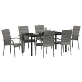 Garden Dining Set 7 pcs Grey Powder-Coated Steel - Side View