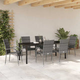 Garden Dining Set 7 pcs Grey Powder-Coated Steel - Top-Down View