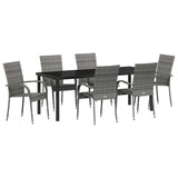Garden Dining Set 7 pcs Grey Powder-Coated Steel - Front View