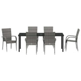 Garden Dining Set 7 pcs Grey Powder-Coated Steel