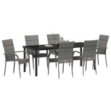 Garden Dining Set 7 pcs Grey Powder-Coated Steel - Side View