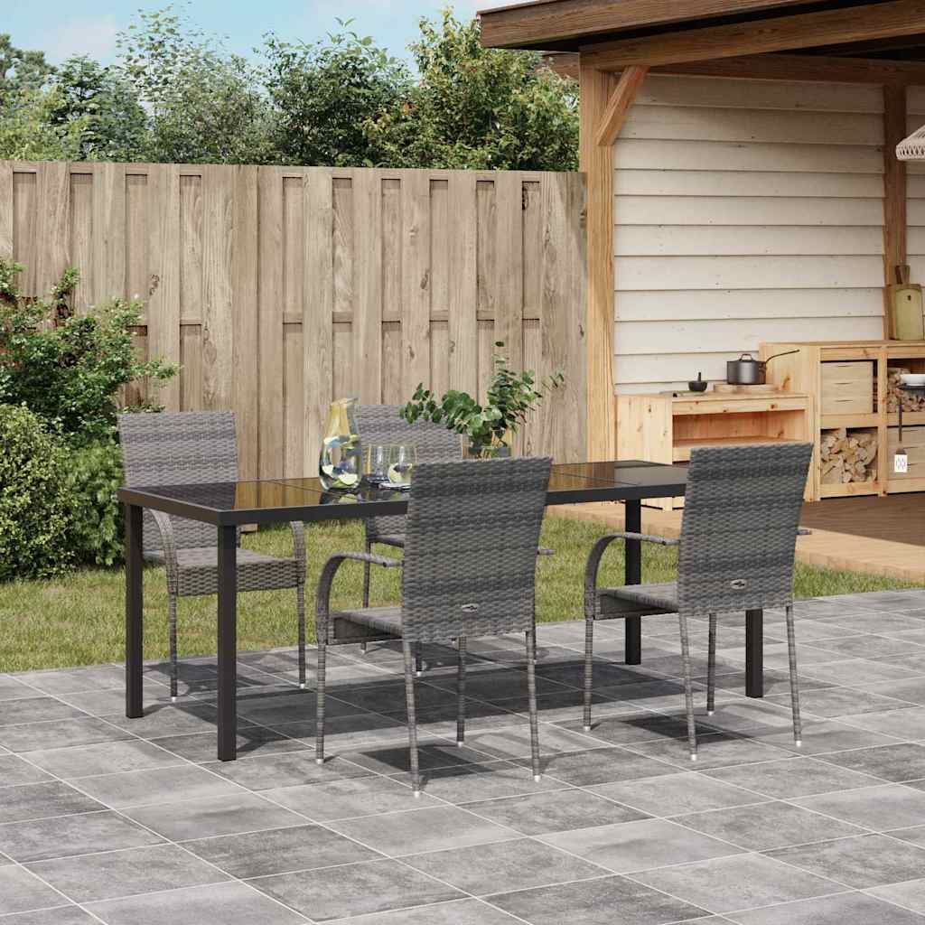 Garden Dining Set 5 pcs Grey Powder-Coated Steel