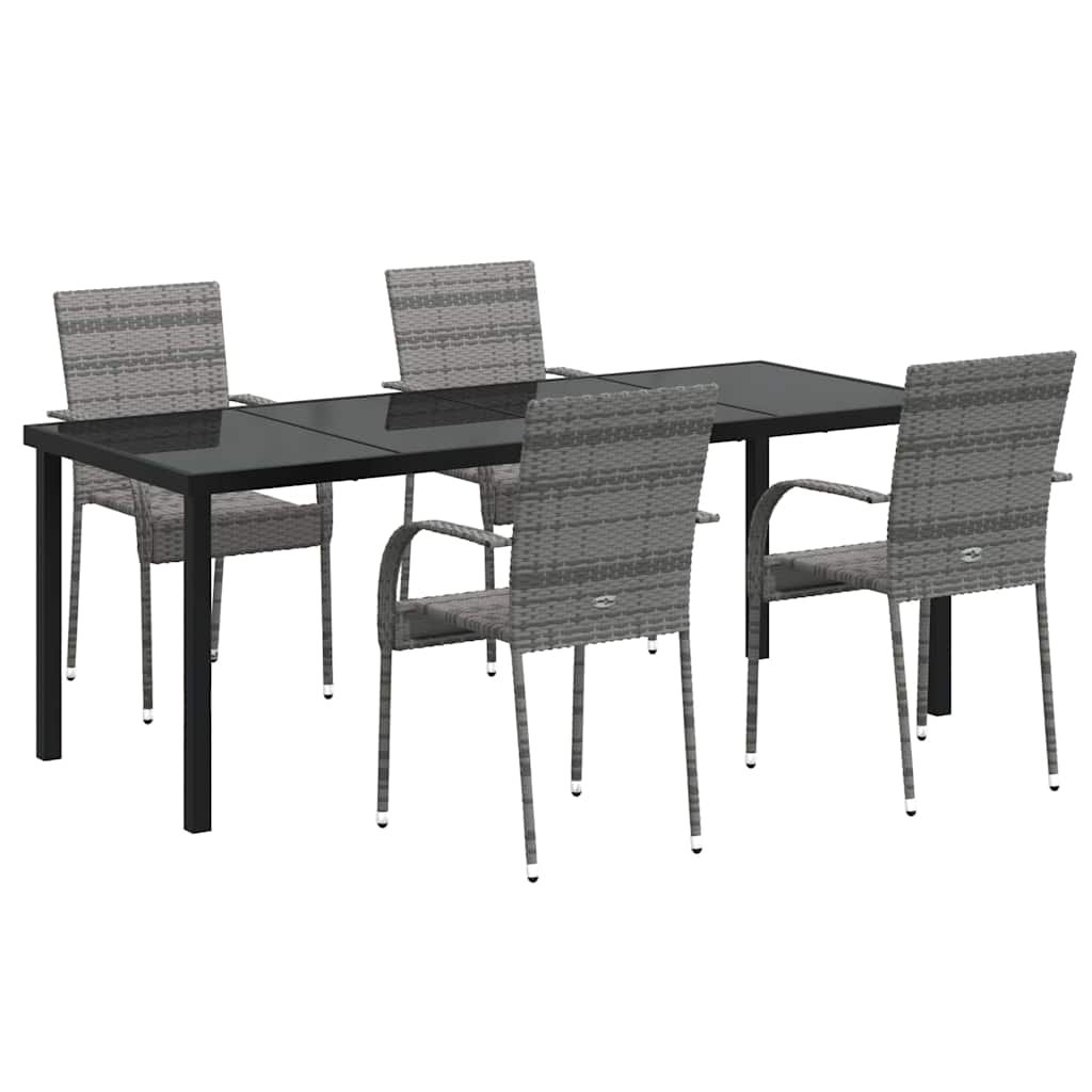Garden Dining Set 5 pcs Grey Powder-Coated Steel