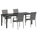 Garden Dining Set 5 pcs Grey Powder-Coated Steel - Front View