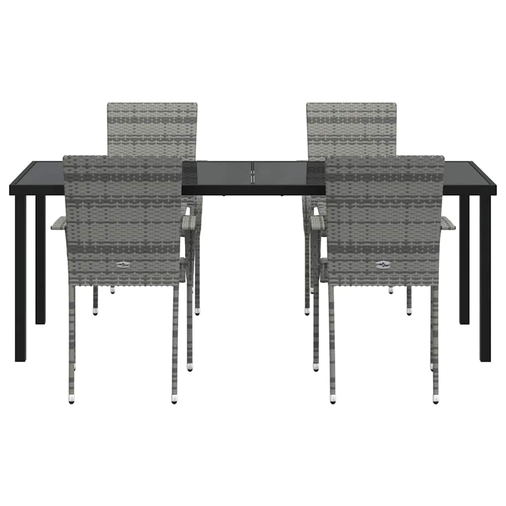 Garden Dining Set 5 pcs Grey Powder-Coated Steel