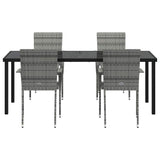 Garden Dining Set 5 pcs Grey Powder-Coated Steel - Close-Up Angle