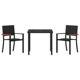 Garden Dining Set 3 pcs Black Powder-Coated Steel - Rear View