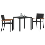Garden Dining Set 3 pcs Black Powder-Coated Steel - Side View