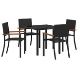 Garden Dining Set 5 pcs Black Powder-Coated Steel - Front View